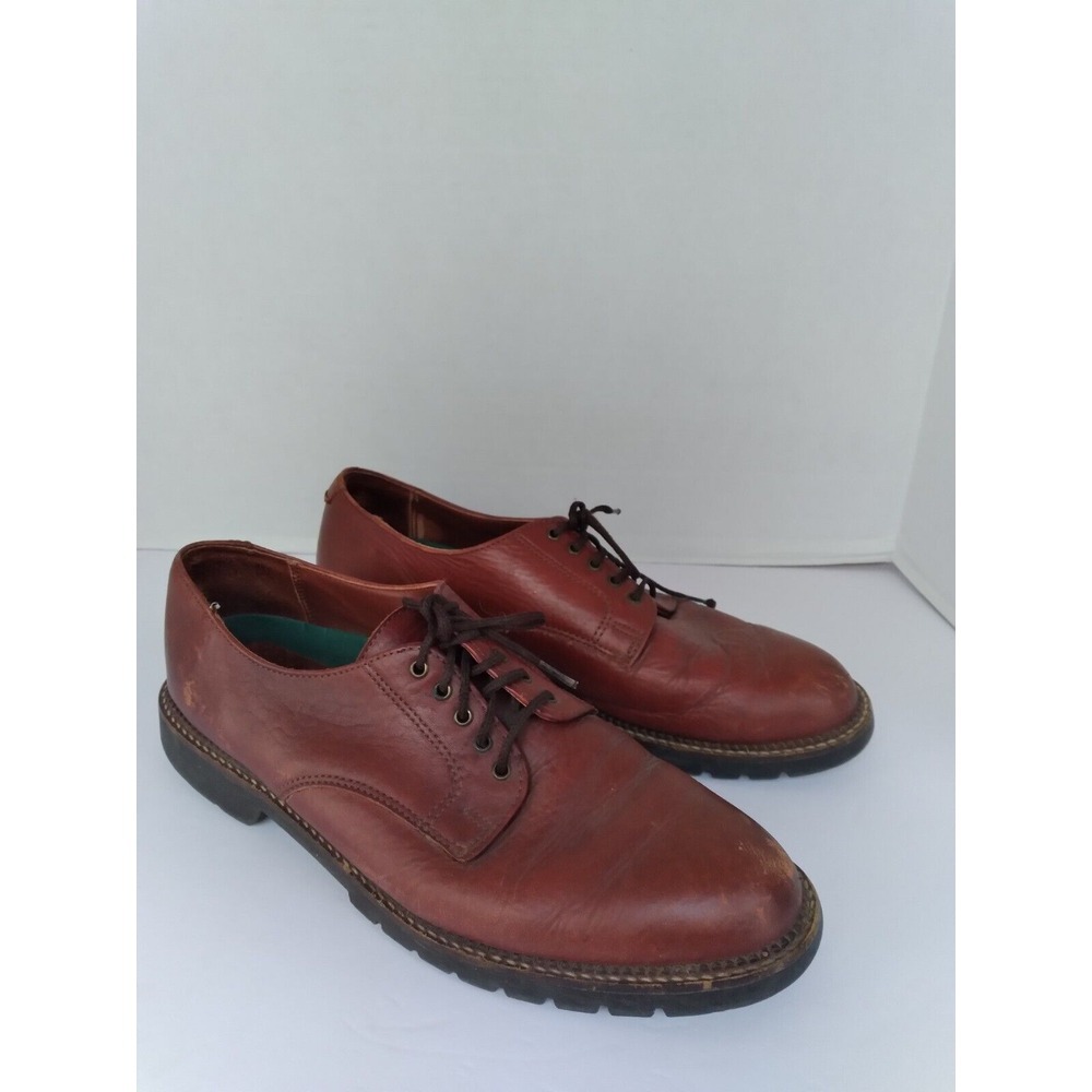 Leather Oxford Dress Shoes Brown Lace‎ Up Lug Sole Comfort Casual